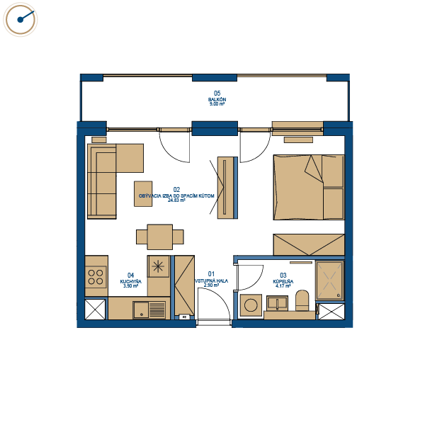 Pôdorys bytu 1,5 izbový byt, 4. poschodie, bytový dom A I, Urban residence